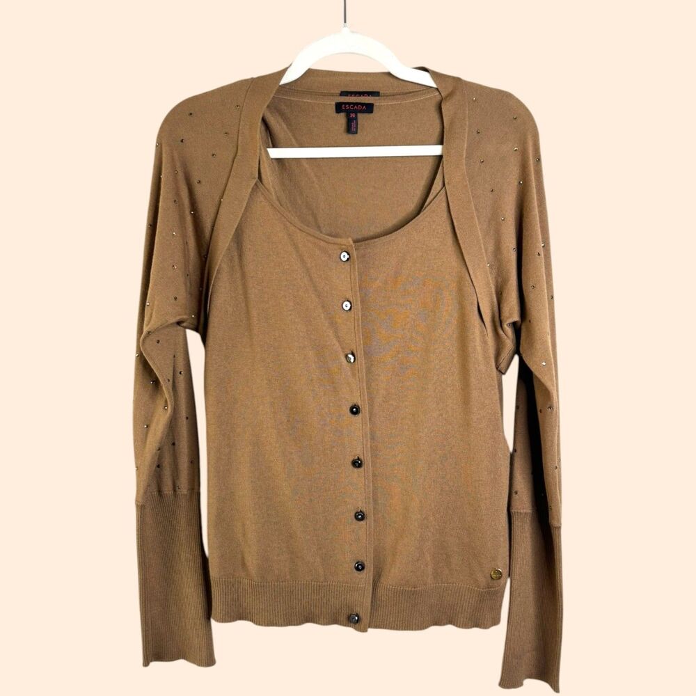 Escada Cashmere Embellished Cardigan Set